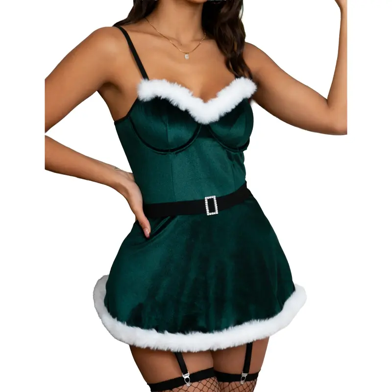 CHALOVELO Velvet Christmas Nightdress - color option
