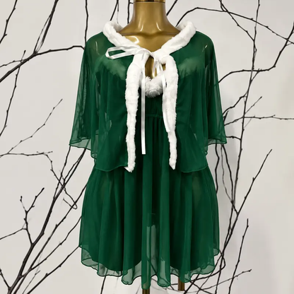 CHALOVELO Weihnachtskleid-Set mit Cape