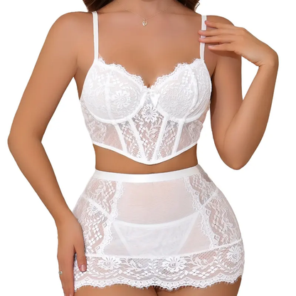 CHALOVELO Bralette-Set aus floraler Spitze