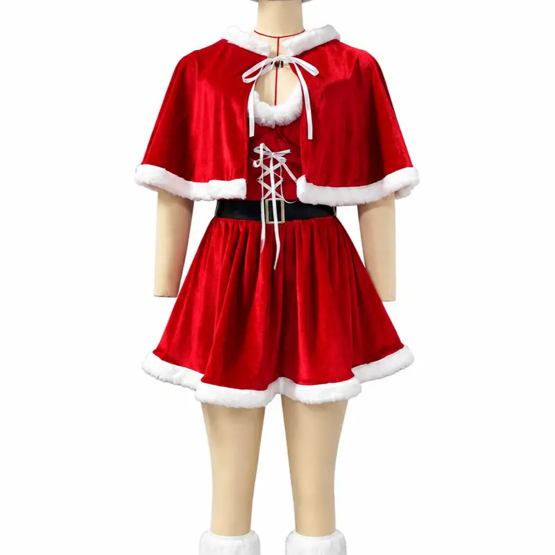 CHALOVELO Christmas Dress with Cape and Santa Hat - product image