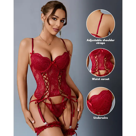 CHALOVELO Lace Underwire Bustier Set - product image